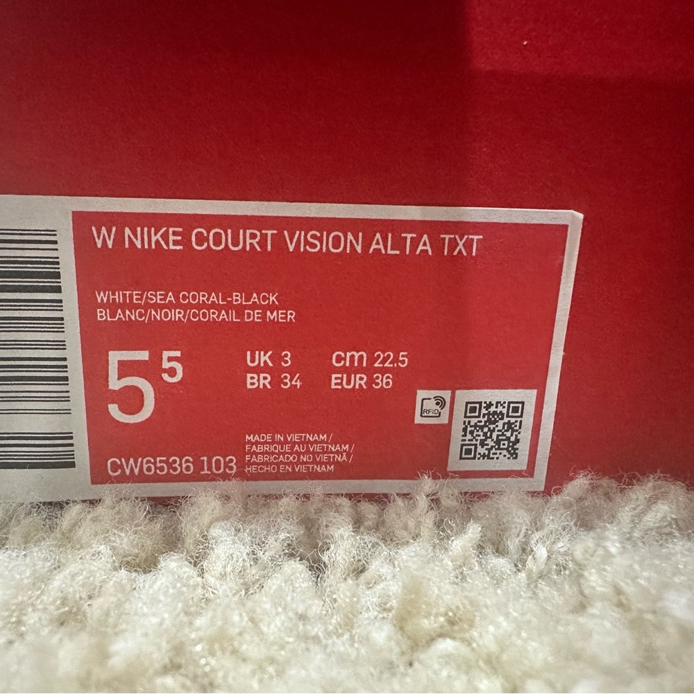 Nike Court Vision Alta TXT in White, Black, and Coral